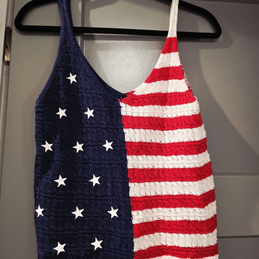 Moon & Madison Red, White, and Blue Knit Tank